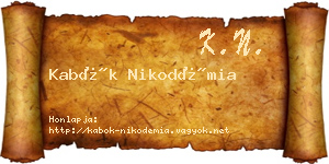 Kabók Nikodémia névjegykártya